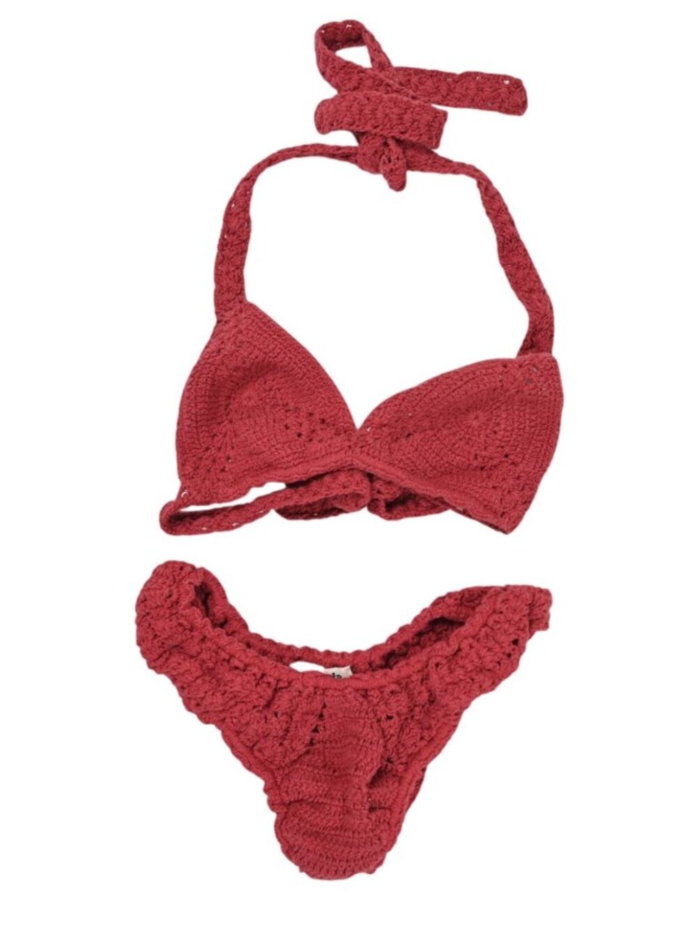 Akoia Swim Sachi Crocheted Cotton Bikini In Red